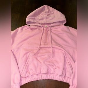 Alo Yoga Pink Cropped 1/4 Zip Hoodie Size M